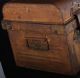Trunk Suitcase Steel Chic Vintage Box Antique Chest Chippy Shabby Table Trunk 1900-1950 photo 4