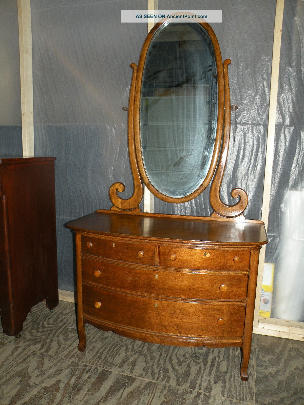 Refinished Antique Princess Bedroom Dresser With Mirror