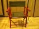 Antique Childs Canvas Seat & Back Red Wood Camping Fishing Chair Foldable Outdoo 1900-1950 photo 1