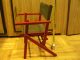Antique Childs Canvas Seat & Back Red Wood Camping Fishing Chair Foldable Outdoo 1900-1950 photo 2