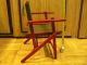 Antique Childs Canvas Seat & Back Red Wood Camping Fishing Chair Foldable Outdoo 1900-1950 photo 6