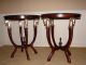 Carved Mahogany Empire Style Marble Top Round End Tables,  Antique Reproduction Other photo 4
