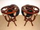 Carved Mahogany Empire Style Marble Top Round End Tables,  Antique Reproduction Other photo 8