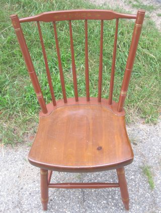 Red Hitchcock Furniture Signed + Stenciled Chair W/ Pine Seat photo