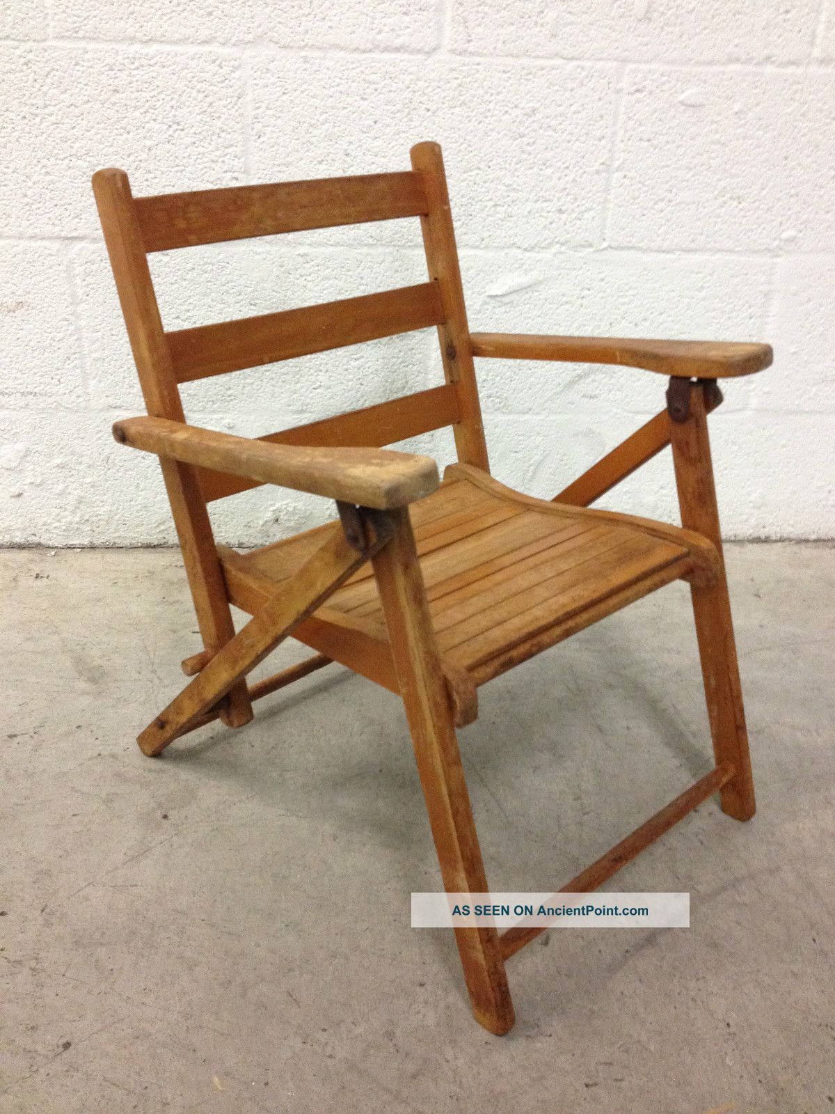 Antique Teak Wood Childs Folding Beach Chair 1900-1950 photo