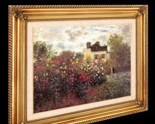 Monet Garden Argenteuil Framed Canvas Art Giclee Repro photo