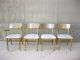 Set Of Four Vintage Mid Century Modern Danish Gold/tan Chairs Fabric Cushions Post-1950 photo 2