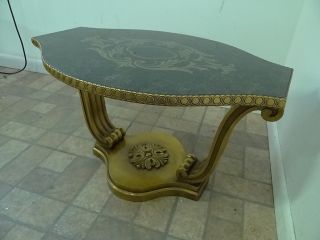 Vintage French Regency Gold Carved Lamp End Table Hollywood A photo