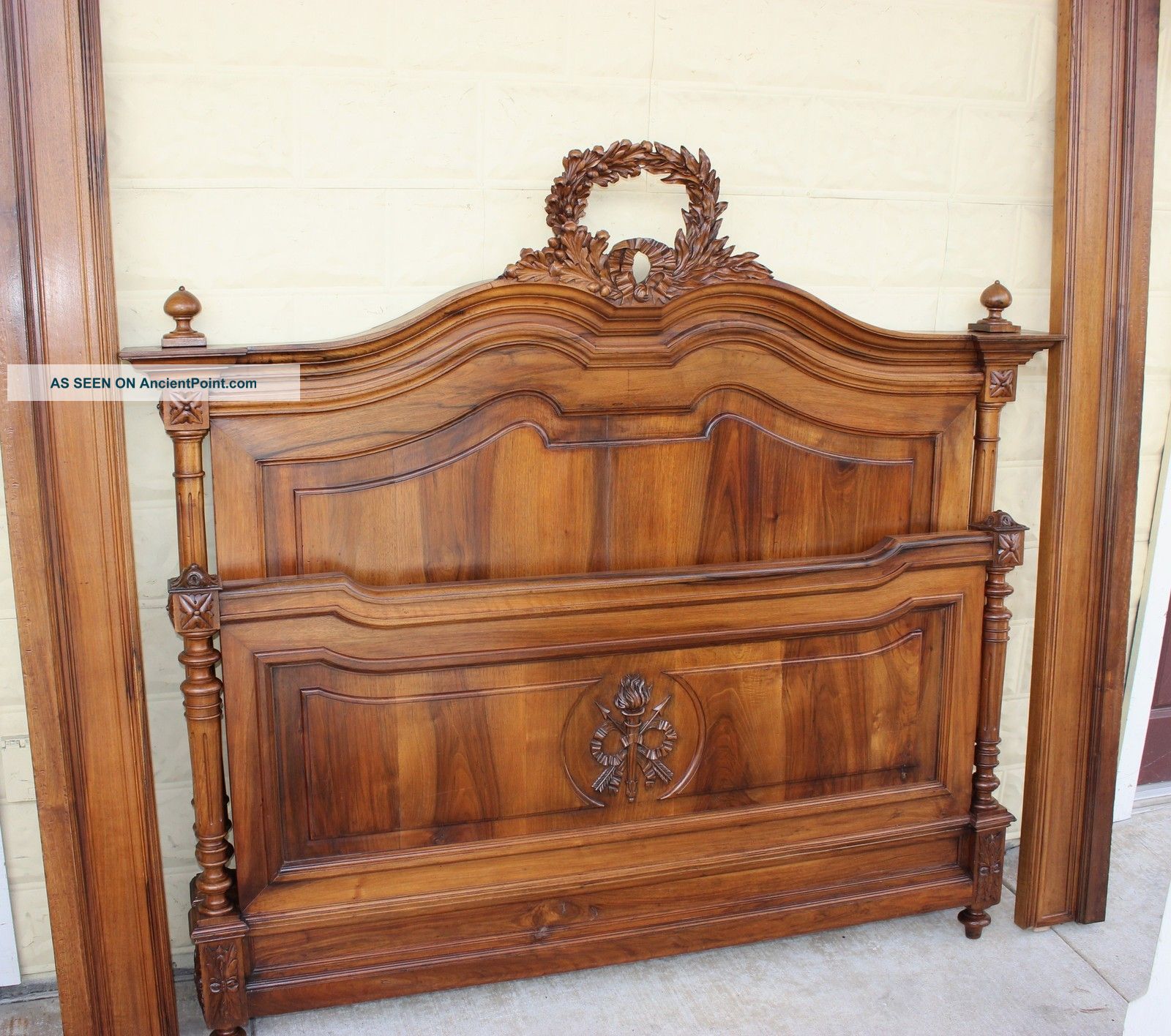 French Antique Louis Xvi Queen Size Bed.  Made From Solid Walnut. Pre-1800 photo