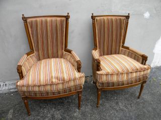 Pair Of French Tall Carved Side Chairs 1760 photo