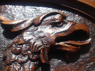 19c French Fantasy Carved Oak Griffin/dragon/gargoyle Table photo