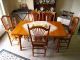 Solid Oak Kitchen Dining Table Set W/chairs & Leaf Extension Post-1950 photo 1
