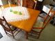 Solid Oak Kitchen Dining Table Set W/chairs & Leaf Extension Post-1950 photo 2