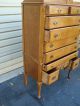 51129 Antique Burled Maple High Boy High Chest Dresser 1900-1950 photo 9