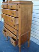 51129 Antique Burled Maple High Boy High Chest Dresser 1900-1950 photo 8