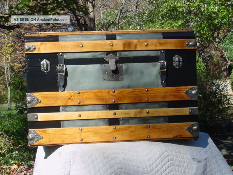Mm Secour Antique Trunk Great Interior Circa 1872 Restored 1800-1899 photo