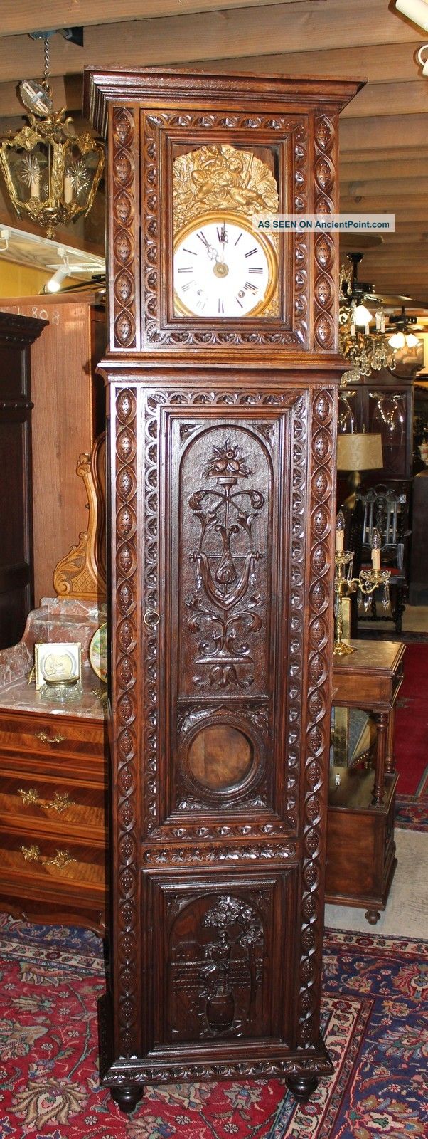 Antique French Brittany Grandfather Clock 19th Century 1800-1899 photo