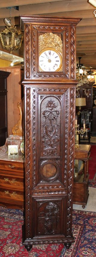 Antique French Brittany Grandfather Clock 19th Century photo