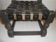 Vtg 60 ' S Leather & Dark Wood Stool Bench Mexico Monterrey Gothic Mission Look Post-1950 photo 3