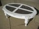 Chic Shabby Vintage White Coffee Table French Country Distressed With Marble Post-1950 photo 1