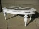 Chic Shabby Vintage White Coffee Table French Country Distressed With Marble Post-1950 photo 2