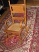 Antique Oak And Bentwood Cained Bottom Childs Large Dolls Rocking Chair 1900-1950 photo 1