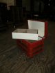 Antique Flat Top Oak Wood Slat Steamer Trunk Chest With Inserts Painted Red 1900-1950 photo 3