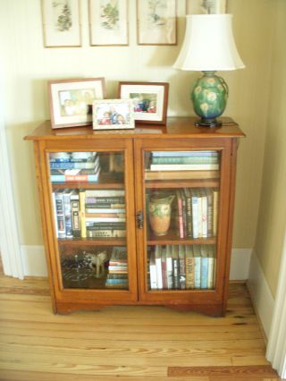 Antique Maple Bookcase With Glass Doors photo