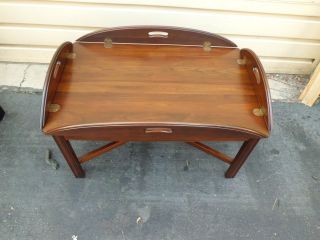 50691 Ethan Allen Solid Cherry Butler Coffee Table Stand photo
