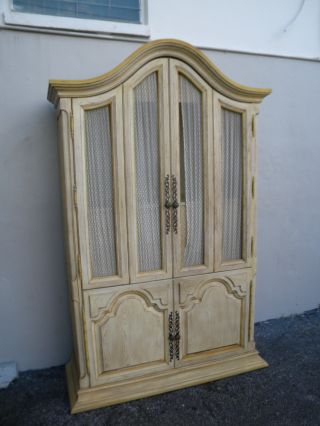 Vintage Tall French Painted Armoire / Bar / Server By Youngsville Star 2705 photo