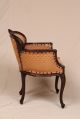 Petite Louis Xv Style French Antique Velvet Carved Vanity Bench Stool Arm Chair 1900-1950 photo 1