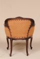 Petite Louis Xv Style French Antique Velvet Carved Vanity Bench Stool Arm Chair 1900-1950 photo 2