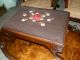 Antique Needlepoint Stool With Carved Detail And Curved Legs 1900-1950 photo 1
