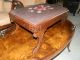Antique Needlepoint Stool With Carved Detail And Curved Legs 1900-1950 photo 2