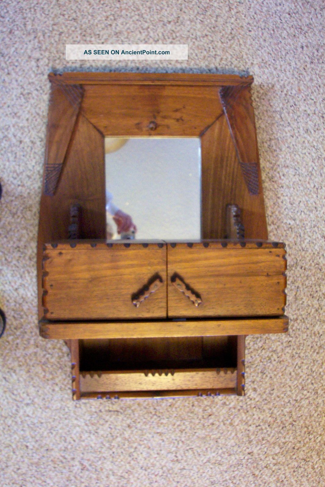 Walnut Antique Shaving Cabinet - Hanging - Mirrored Look 1800-1899 photo