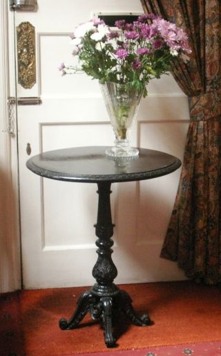 Old Antique French Carved Wooden Wine Table Ebonised Victorian Rare Wood 1870 photo
