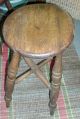 Antique 19th Century American Federal Wood Windsor Stool Bench Chair Side Table 1800-1899 photo 2