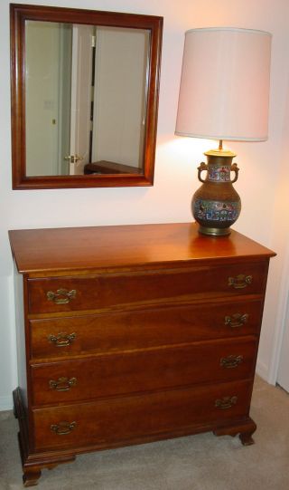 Stickley Cherry Valley Collection Chest Of Drawers And Mirror photo
