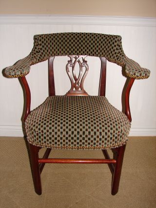 Southwood Decorator ' S Arm Chair,  Carved Mahogany Executive Chair photo
