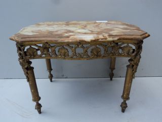 Old French Louis Xvi Bronze & Marble Coffee Table 08418 photo