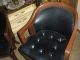Antique Oak Lawyers Office Arm Chairs Marble Co.  Black Leather Desk Chairs Pair 1800-1899 photo 6