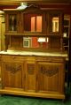 Antique Oak Country French 3 Pc.  Buffet W/marble Top Beveled Glass Mirrored Back Unknown photo 1