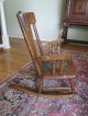Antique Vintage Old Oak Wood Childrens Child ' S Rocking Chair 1800-1899 photo 2