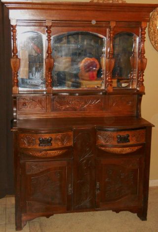 Antique Mirrored Cabinet Sideboard Buffet photo