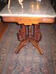 Antique Eastlake Walnut Victorian Grey/pink Marble Top Table 1800-1899 photo 2