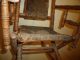 Antique Victorian Rocking Chair For Child / Doll Patina And Fabric 1800-1899 photo 9