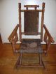 Antique Victorian Rocking Chair For Child / Doll Patina And Fabric 1800-1899 photo 2