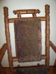 Antique Victorian Rocking Chair For Child / Doll Patina And Fabric 1800-1899 photo 4