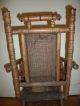 Antique Victorian Rocking Chair For Child / Doll Patina And Fabric 1800-1899 photo 5
