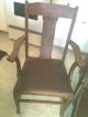 5 Vintage Victorian Tiger Oak T - Back Chairs From Canada - Leather Seats 1900-1950 photo 3
